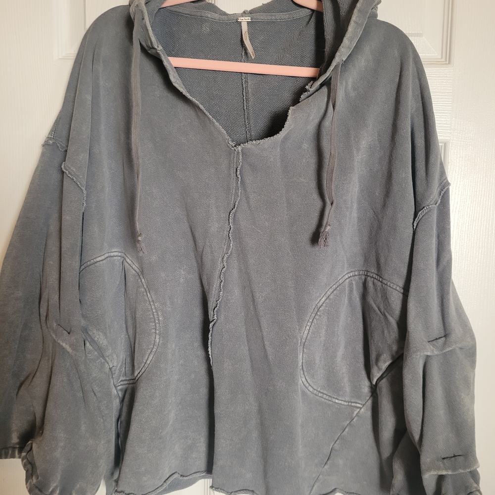 Free People Gray Hoodie Sweatshirt